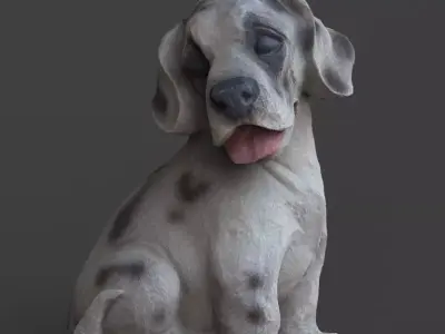 DogDecor1 dog figurine Low-poly 3D model