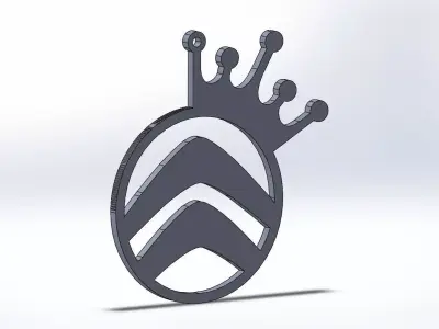 citroen keychain logo oriktown crown 3D print model