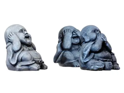 Three Buddha Statues I dont see  I dont hear  I wont tell 3D model