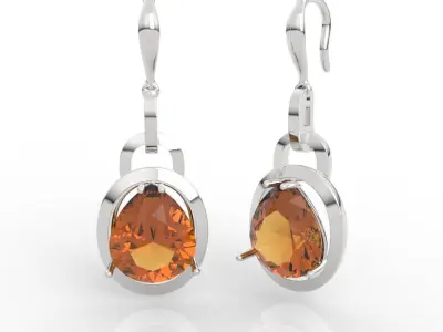Pear Cut Drop Earrings 3D print model