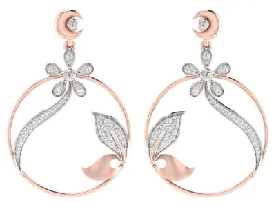 Women Drop Earrings 3dm STL OBJ FBX Renders Details 3D print model 8