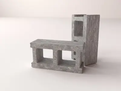 Cinderblock two concrete blocks 3D model