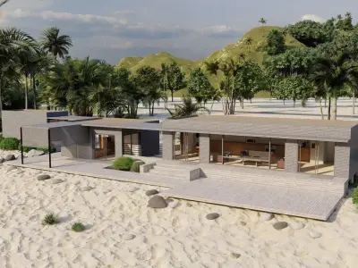 Beach Casa Scene-villa-modern house 3D model