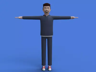 Stylish sports boy Low-poly 3D model