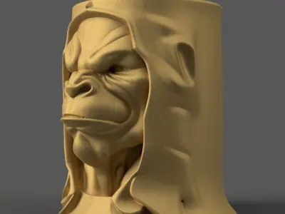 Orc Bust Planter Vase Candle holder 3D print model