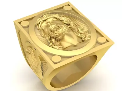Jesus Religious Diamond Ring 3D Print Model A3580 3D print model