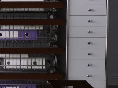 Office home with shelves and desk 3D model