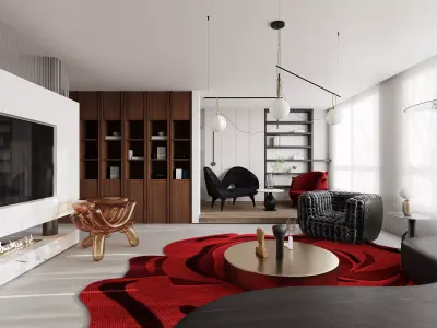 Modern living room dining room interior scenes 273 3D model