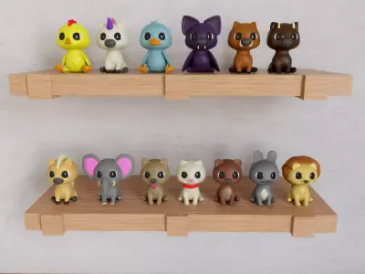 BABY ANIMALS Low-poly 3D model