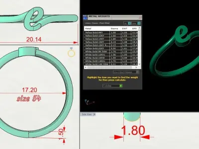 Alphabet Ring E 3D print model purchase
