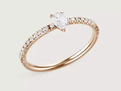 ETINCELLE - SOLITAIRE RING - WITH LARGE STONE 3D print model