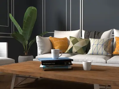 Interior design scene 3D model small room  3D model