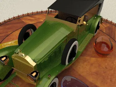 Chinese gold ingot with Antique car 3D model