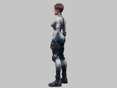 Lowpoly SciFi Female Wrestler Game-Ready 3D Asset   Low-poly 3D model