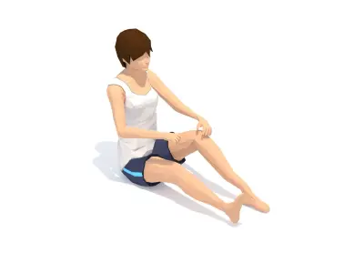 Seated Forward Bend Yoga Exercise Woman Animation Low-poly 3D model