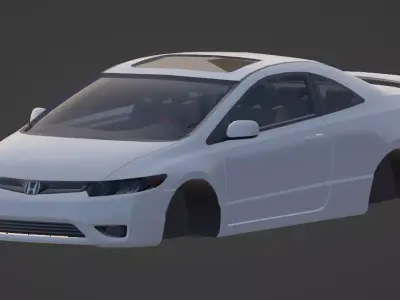2007 Honda Civic SI Coupe Low-poly 3D model