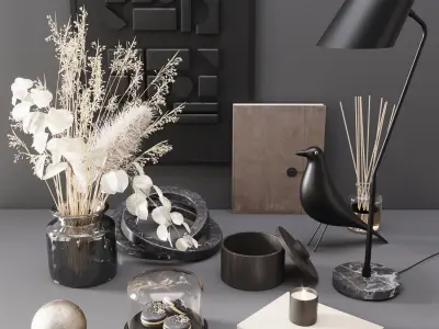 Black modern set 3D model