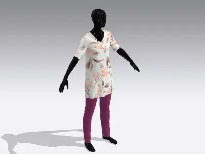 Female Cloth Dress Low-poly 3D model