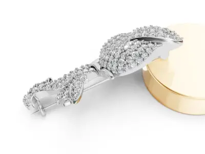 Rose Bloom pave Diamond Brooch Pin CJP 001 3D print model