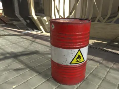 Barrel flammable - PBR Game Ready model Low-poly 3D model
