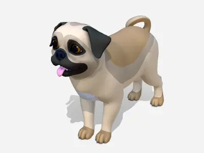 Cartoon Dog - Pug Low-poly 3D model