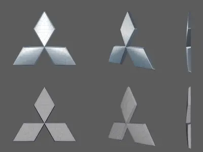  Mitsubishi - Car Logo Emblem Modern Free low-poly 3D model
