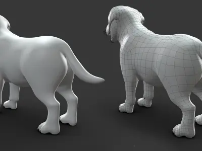 Baby Dog Basemesh Low-poly 3D model