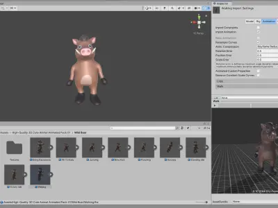 High-Quality 3D Cute Wild Boar - Animated for Games  Low-poly 3D model