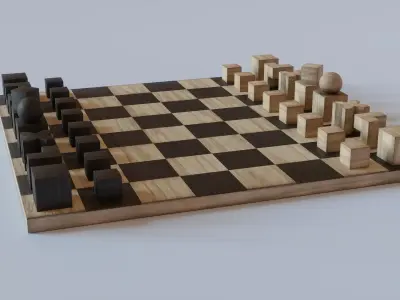 Bauhaus Chess Low-poly 3D model