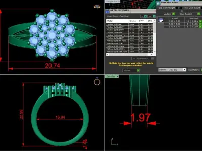 Diamond Jewelry Ring 3D print model 19