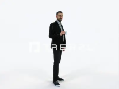 Portrait 03B Drinking Coffee Casual Man Low-poly 3D model