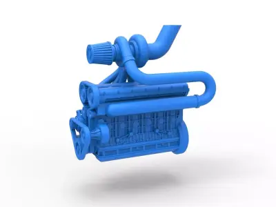 Turbo straight-six engine Scale 1 to 25 3D print model