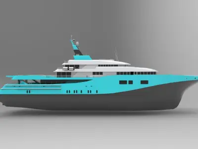 Luxury Yacht Blue Black 3D model