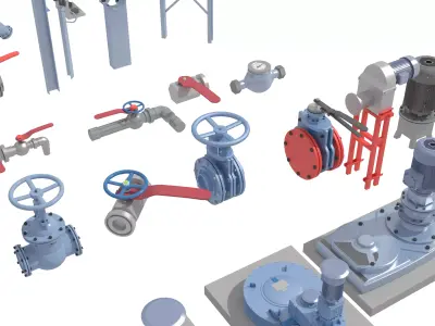 Industrial valve electric motor Low-poly 3D model