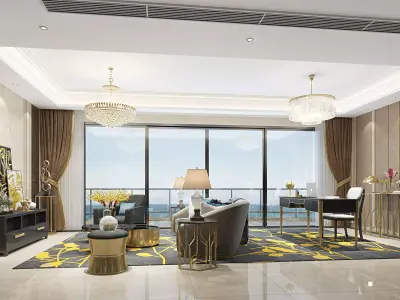 Luxury living room interior 3D model