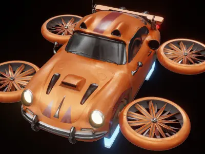 Sci fi  Flying Car Low-poly 3D model