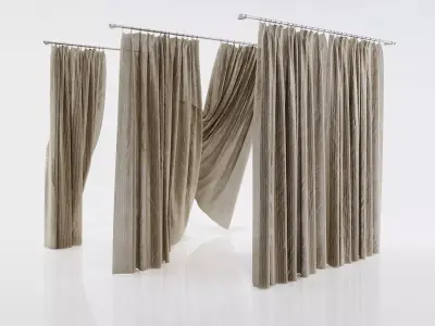 Grey window curtains  3D model