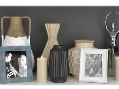 Decorative set of vases and figurines 3D model