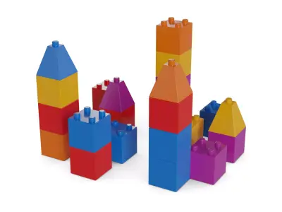 Cars and action games Building Blocks Low-poly 3D model 3