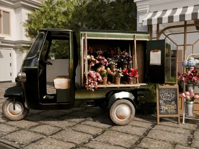 Flower Shop Blender Scene 3D model