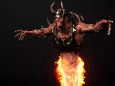 Hell ifrit warrior low-poly game engine ready 3D model Low-poly 3D model