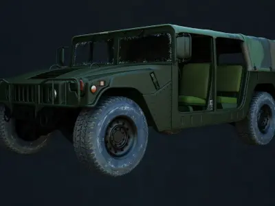 Hummer h1 - military Low-poly 3D model