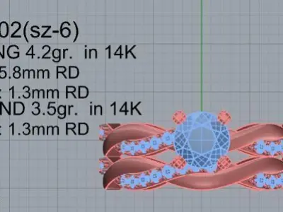 Peg Setting Twisted Ring With Band 2502 3D print model