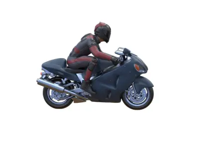 Motor rider and motorcycle 3D print model