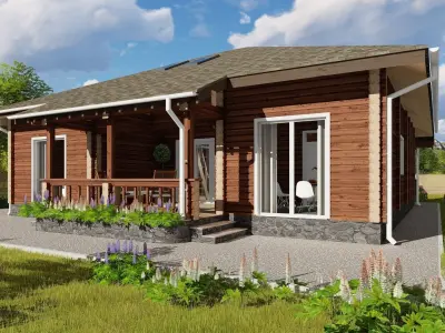 3D model of a wooden house 3D model get