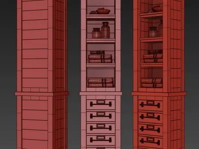 MERCANTILE TALL BATH CABINET 3D model