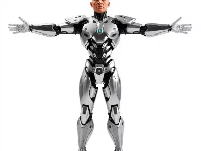 Futuristic Silver Cyborg model pack Low-poly 3D model