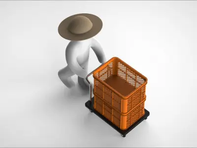 farmer and push car 3D model