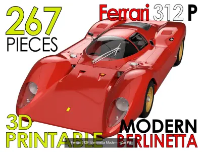 Ferrari 312 P 3D Printable - Car Kit Pack Bundle 3D Model Collection
