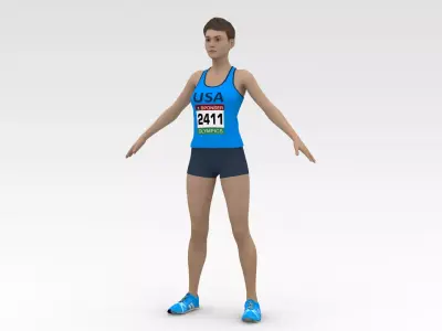 2 Female Track Athletes Collection 3D Model Pack
